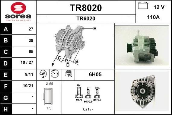 SNRA TR8020 - Alternator autospares.lv