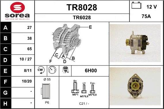 SNRA TR8028 - Alternator autospares.lv