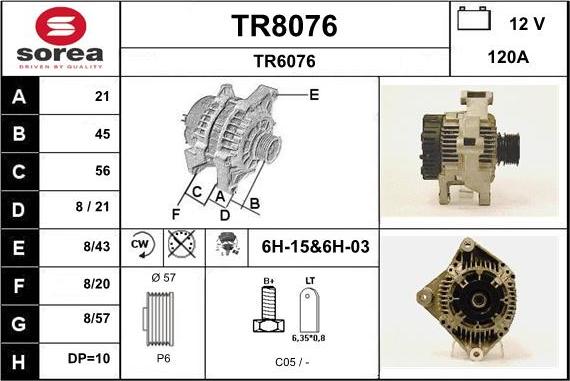 SNRA TR8076 - Alternator autospares.lv