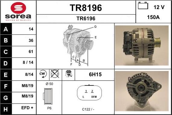 SNRA TR8196 - Alternator autospares.lv