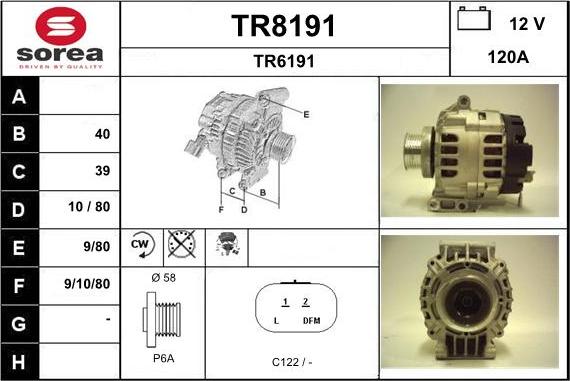 SNRA TR8191 - Alternator autospares.lv