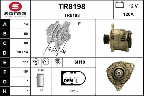 SNRA TR8198 - Alternator autospares.lv