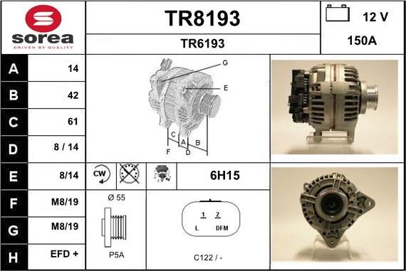 SNRA TR8193 - Alternator autospares.lv