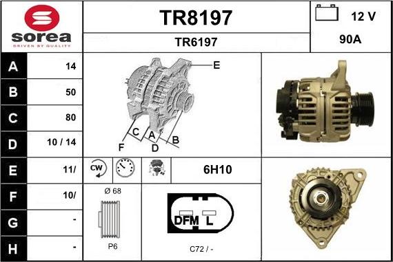 SNRA TR8197 - Alternator autospares.lv