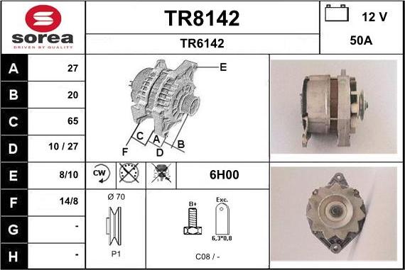 SNRA TR8142 - Alternator autospares.lv