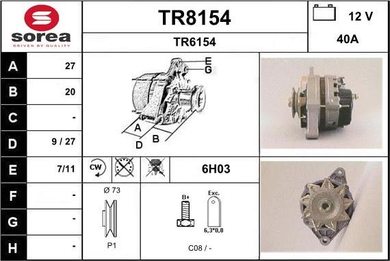 SNRA TR8154 - Alternator autospares.lv