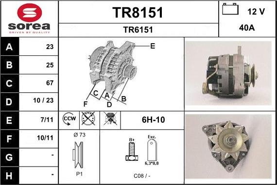 SNRA TR8151 - Alternator autospares.lv