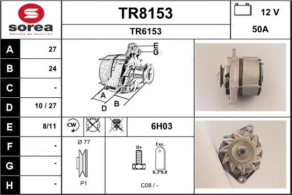 SNRA TR8153 - Alternator autospares.lv