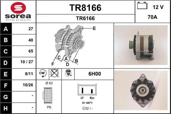 SNRA TR8166 - Alternator autospares.lv