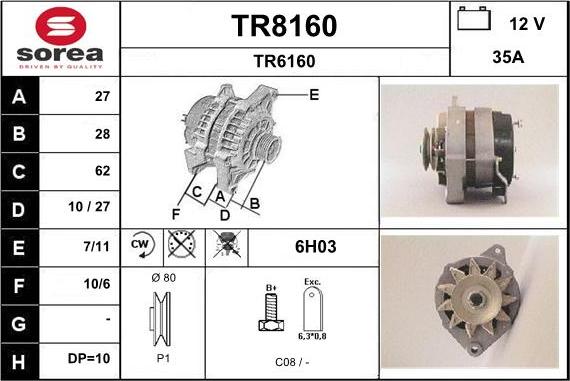 SNRA TR8160 - Alternator autospares.lv