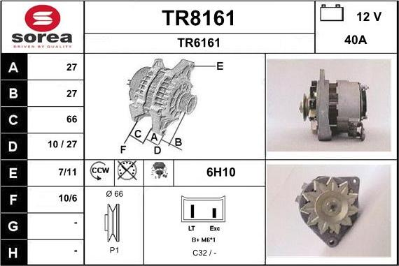 SNRA TR8161 - Alternator autospares.lv