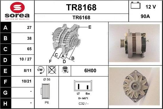 SNRA TR8168 - Alternator autospares.lv