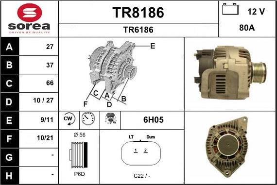 SNRA TR8186 - Alternator autospares.lv