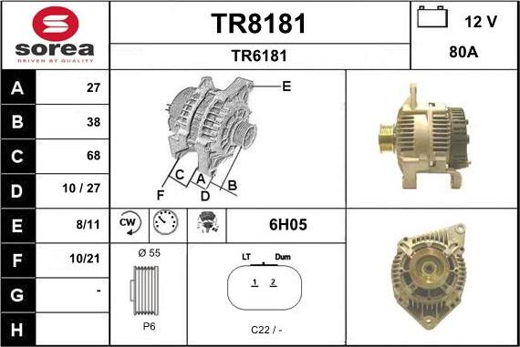 SNRA TR8181 - Alternator autospares.lv