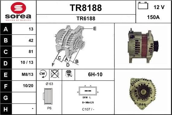 SNRA TR8188 - Alternator autospares.lv