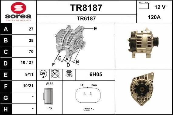 SNRA TR8187 - Alternator autospares.lv