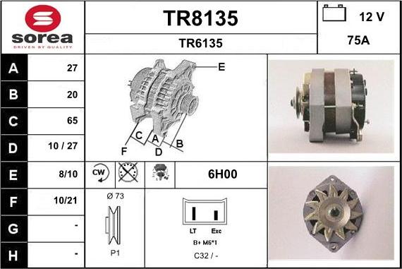 SNRA TR8135 - Alternator autospares.lv