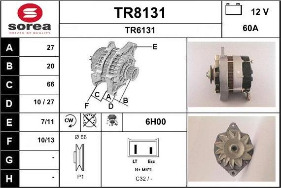 SNRA TR8131 - Alternator autospares.lv