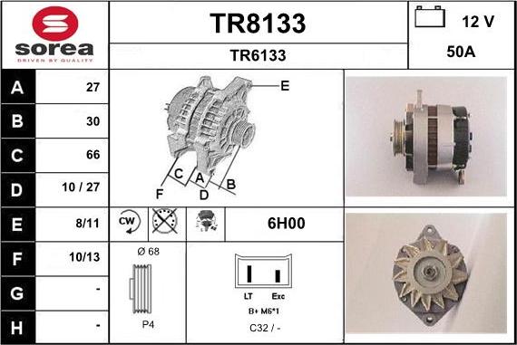SNRA TR8133 - Alternator autospares.lv