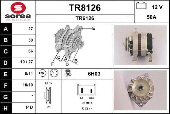 SNRA TR8126 - Alternator autospares.lv