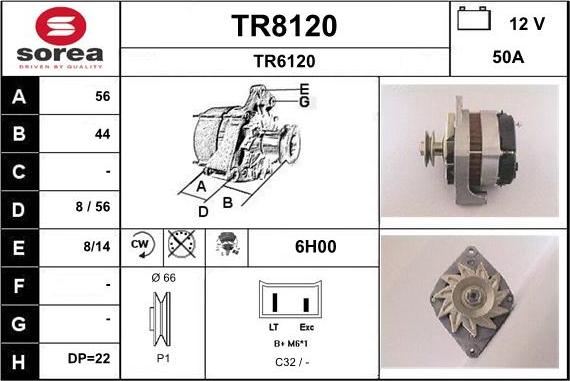 SNRA TR8120 - Alternator autospares.lv