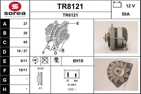 SNRA TR8121 - Alternator autospares.lv