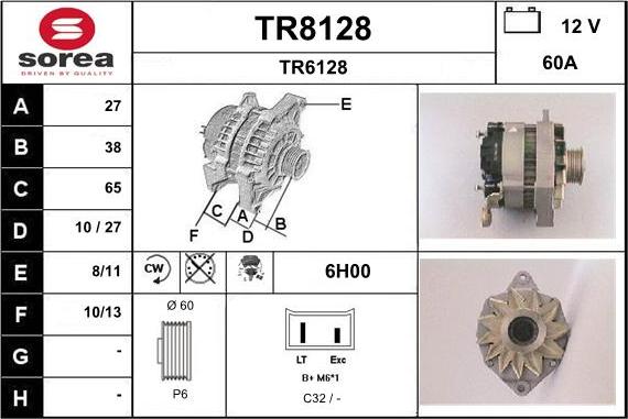 SNRA TR8128 - Alternator autospares.lv