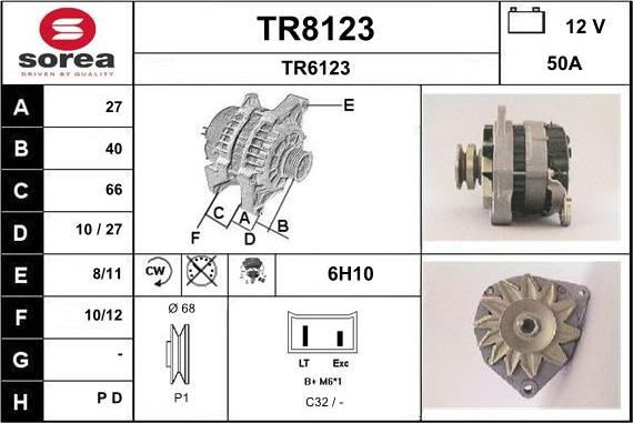 SNRA TR8123 - Alternator autospares.lv