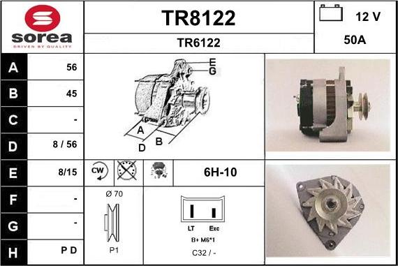 SNRA TR8122 - Alternator autospares.lv