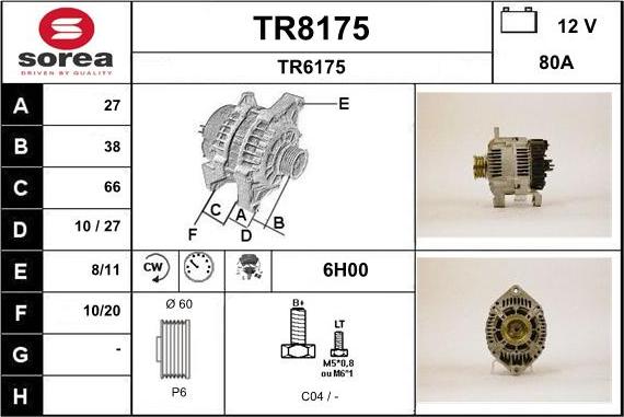 SNRA TR8175 - Alternator autospares.lv