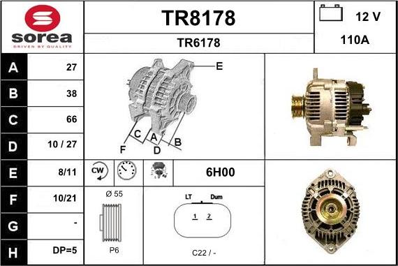 SNRA TR8178 - Alternator autospares.lv