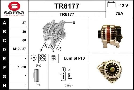 SNRA TR8177 - Alternator autospares.lv