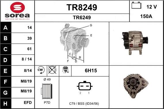 SNRA TR8249 - Alternator autospares.lv