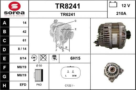 SNRA TR8241 - Alternator autospares.lv