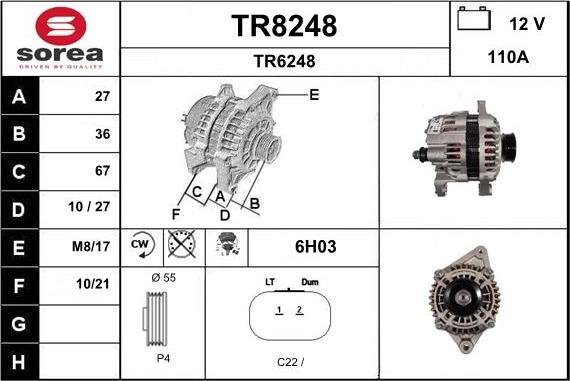 SNRA TR8248 - Alternator autospares.lv