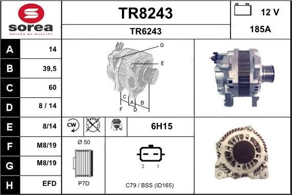 SNRA TR8243 - Alternator autospares.lv