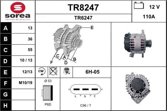 SNRA TR8247 - Alternator autospares.lv