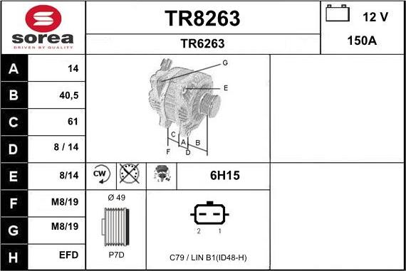 SNRA TR8263 - Alternator autospares.lv