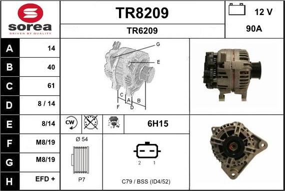 SNRA TR8209 - Alternator autospares.lv