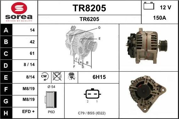 SNRA TR8205 - Alternator autospares.lv