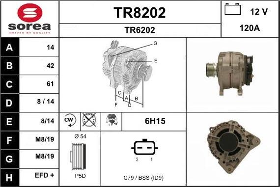 SNRA TR8202 - Alternator autospares.lv