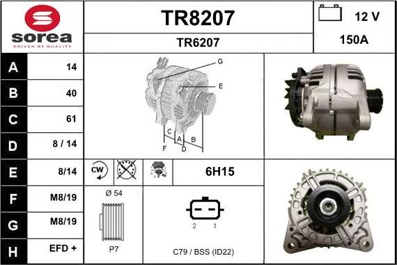 SNRA TR8207 - Alternator autospares.lv