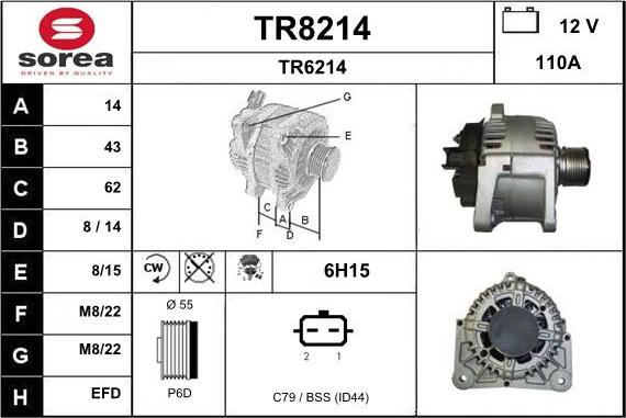 SNRA TR8214 - Alternator autospares.lv