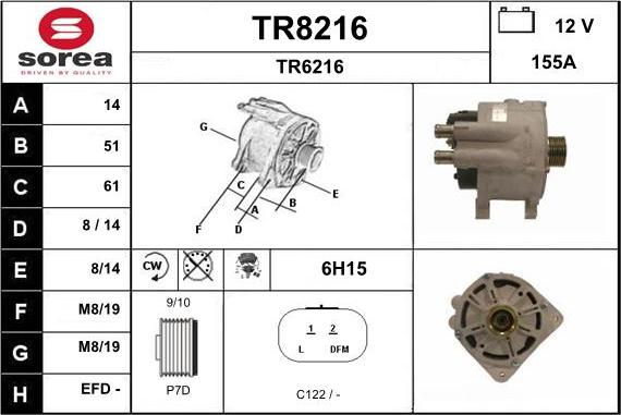 SNRA TR8216 - Alternator autospares.lv