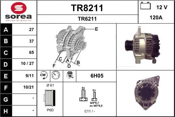 SNRA TR8211 - Alternator autospares.lv