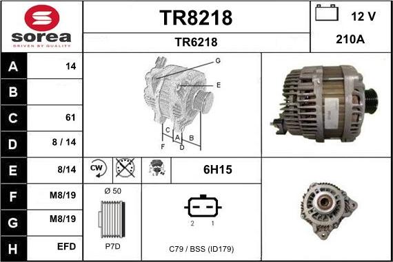 SNRA TR8218 - Alternator autospares.lv