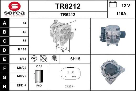 SNRA TR8212 - Alternator autospares.lv