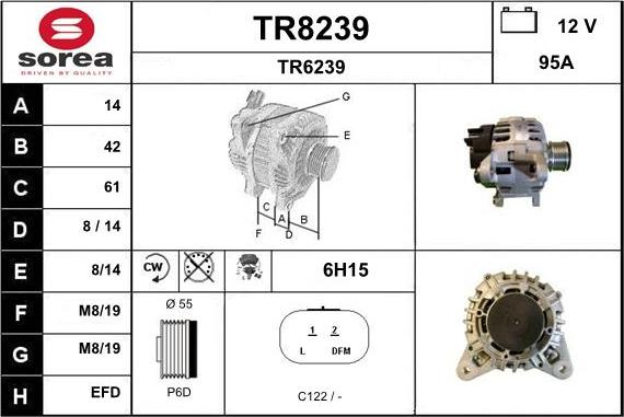 SNRA TR8239 - Alternator autospares.lv