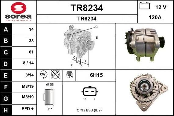 SNRA TR8234 - Alternator autospares.lv