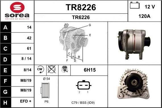 SNRA TR8226 - Alternator autospares.lv